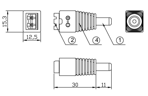 Adattatore Plug DC 2.5x5.5 mm Maschio Terminal Block 2 pin - immagine 2