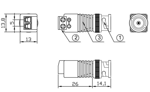 Adattatore Connettore Terminal Block 2-pin a BNC Maschio - immagine 5