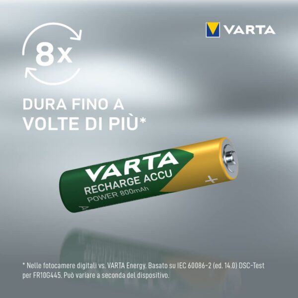 Blister 4 Batterie Ricaricabili Mini Stilo AAA 800 mAh - immagine 5