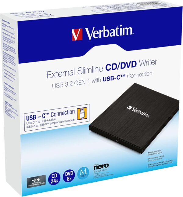 Lettore CD/DVD Esterno Slim USB 3.2 Gen1 con Porta USB-C™ - immagine 2