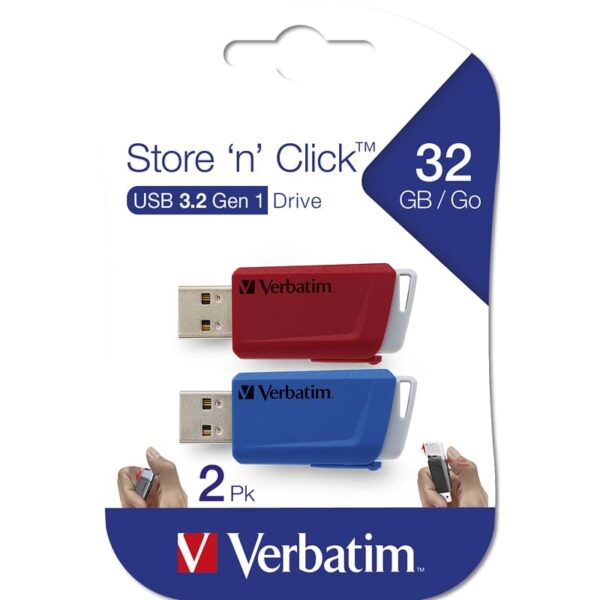 Due Chiavette Store 'n' Click 32GB Rosso e Blu - immagine 2