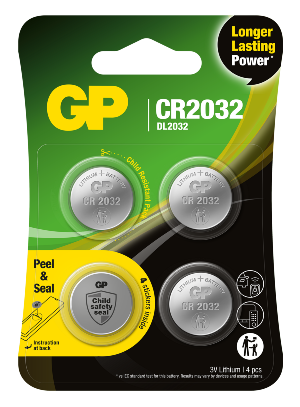 Blister 4 Batterie al Litio a Bottone 3V Lunga Durata CR2032