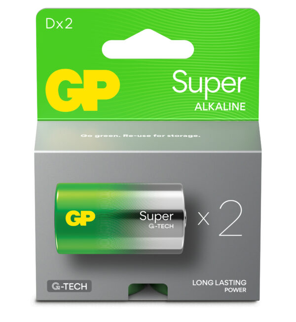 Confezione 2 Batterie GP Super Alcalina Torcia D 13A/LR20