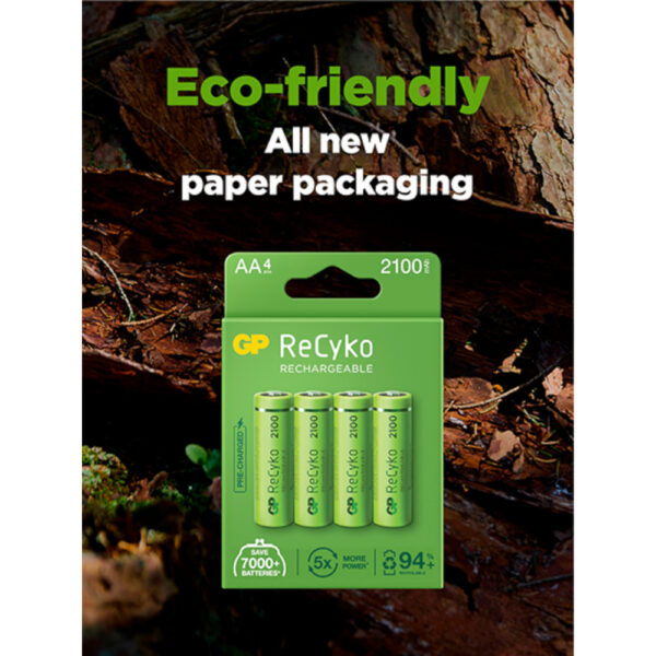 Blister 4 Batterie Ricaricabili AA Stilo 2100mAh GP ReCyko - immagine 4