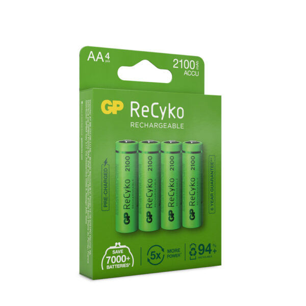 Blister 4 Batterie Ricaricabili AA Stilo 2100mAh GP ReCyko - immagine 2