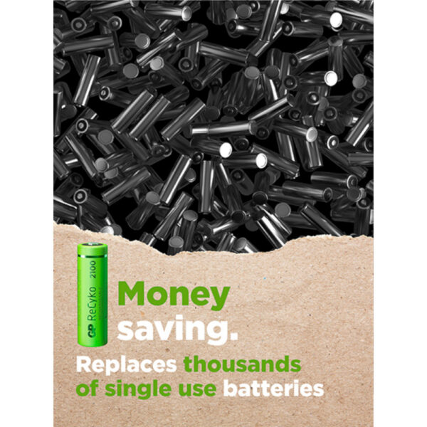 Blister 4 Batterie Ricaricabili AA Stilo 2100mAh GP ReCyko - immagine 8