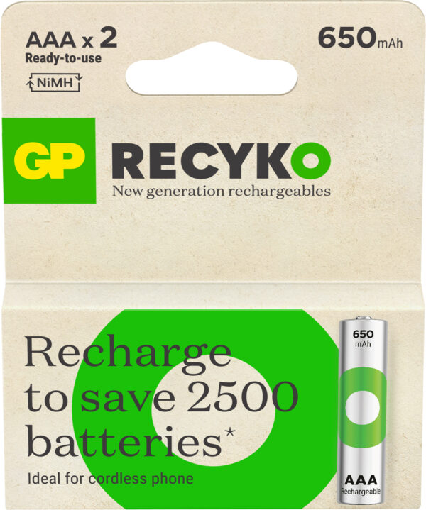 Blister 2 Batterie Ricaricabili Mini Stilo AAA 650 mAh