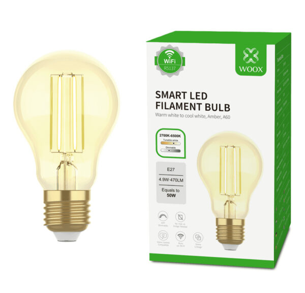 Lampadina Intelligente E27 Ambra Calda 4,9W LED a Filamento Alexa e Google Assistant Classe F, R5137 - immagine 2