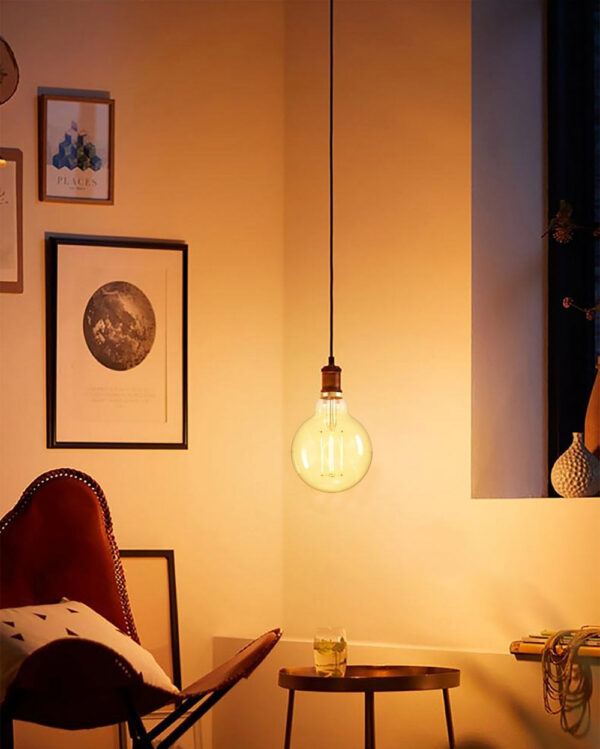 Lampadina Intelligente Globo E27 Ambra Calda 4,9W LED a Filamento Alexa Google Assistant Classe F, R5139 - immagine 6