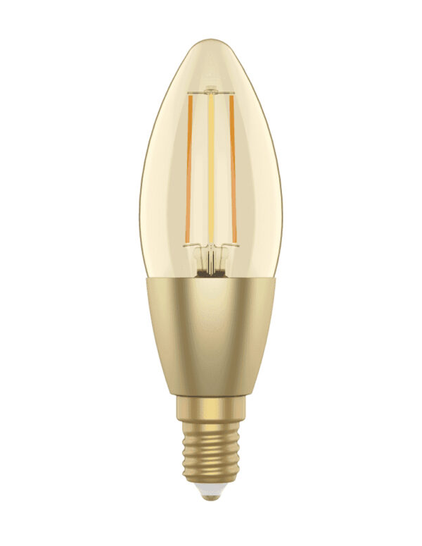 Lampadina Intelligente Candela E14 Ambra Calda 4,9W LED a Filamento Alexa Google Assistant Classe F, R5141 - immagine 4