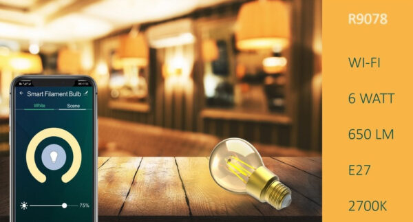 Lampadina LED E27 con Filamento Smart Controllo Vocale Alexa F, R9078 - immagine 4