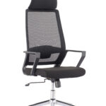 Sedia per Ufficio con Schienale Alto e Base Cromata Nero