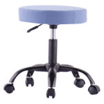Sgabello Girevole con Ruote Altezza Regolabile Tessuto Sfoderabile Blu