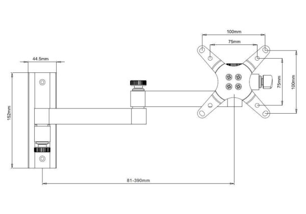 Supporto a muro per TV LED LCD 13-30'' inclinabile 3 snodi nero - immagine 3