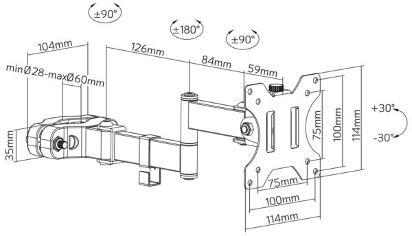 Staffa per Fissaggio a Palo TV LED/LCD 17-32'' Nero - immagine 3