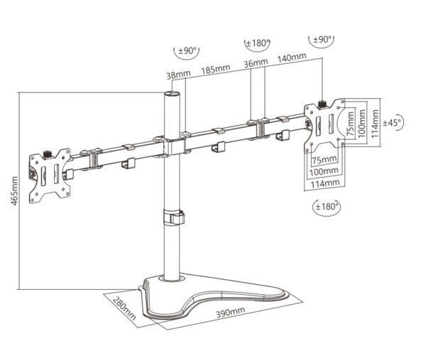 Supporto da scrivania per 2 Monitor 13-32'' con base - immagine 3