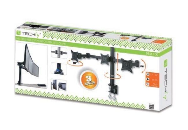 Supporto da scrivania per 3 Monitor 13-24'' con morsetto - immagine 2