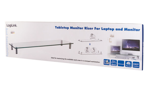 Stand Supporto da Scrivania in Vetro Trasparente per Monitor e Laptop - immagine 2