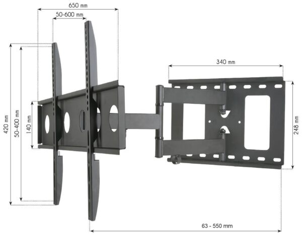 Supporto a Muro per TV LED LCD 32-65'' Estensibile Slim Full-Motion - immagine 4