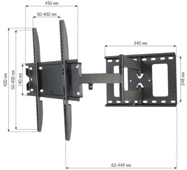 Supporto a Muro per TV LED LCD 23-55'' Estensibile Slim Full-Motion - immagine 4