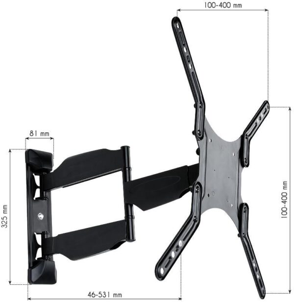 Supporto a Muro Ultra Slim per TV LED LCD 23-55'' Full Motion Nero - immagine 5