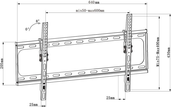 Staffa a Muro Inclinabile TV LED LCD 30-70'' Nero - immagine 3
