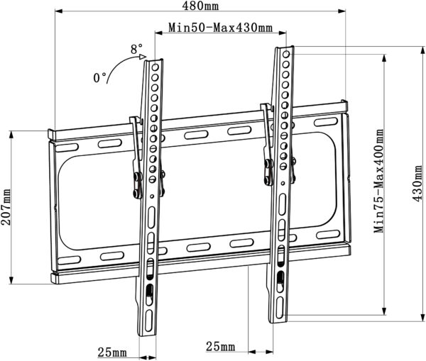 Staffa a Muro Inclinabile per TV LED LCD 25-56'' Nero - immagine 3