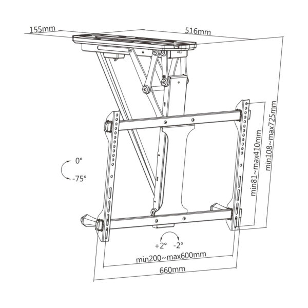 Supporto TV da Soffitto Inclinabile Motorizzato Integrazione Smart Home per TV da 32 a 70'' - immagine 2