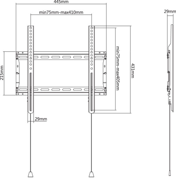 Staffa a muro fissa TV LED LCD 32-70'' robusta e pieghevole - immagine 3
