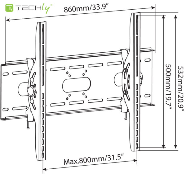 Supporto a Muro Inclinabile per TV LED LCD 42-80'' Nero - immagine 5