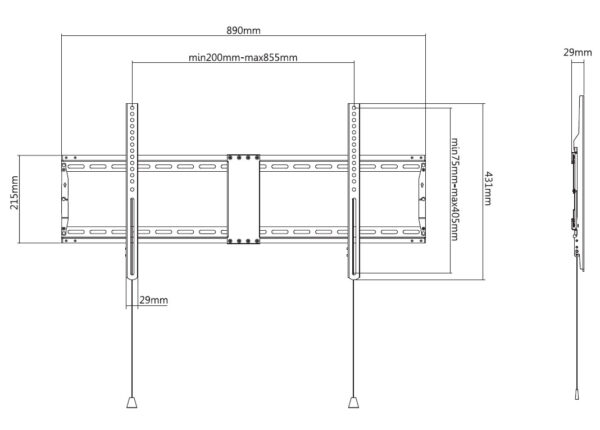 Staffa a Muro Fissa TV LED LCD 43-90'' - immagine 3