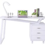 Scrivania per Computer con Tre Cassetti Bianco opaco effetto legno