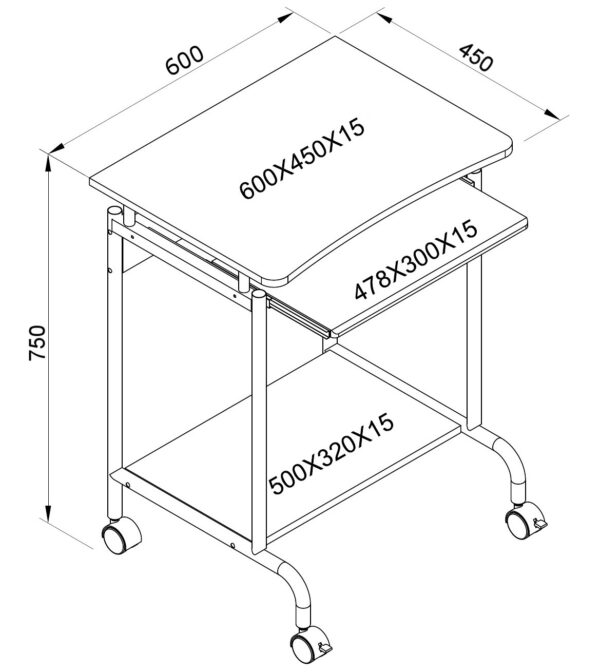 Scrivania Mobile ''Compact'' per Computer Ripiano Tastiera Scorrevole Bianco - immagine 3
