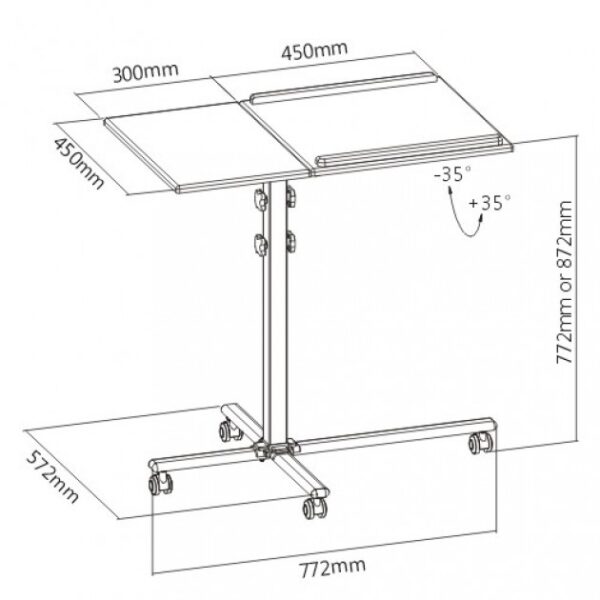 Carrello per Proiettore e Notebook a Due Ripiani Regolabile in Altezza - immagine 3