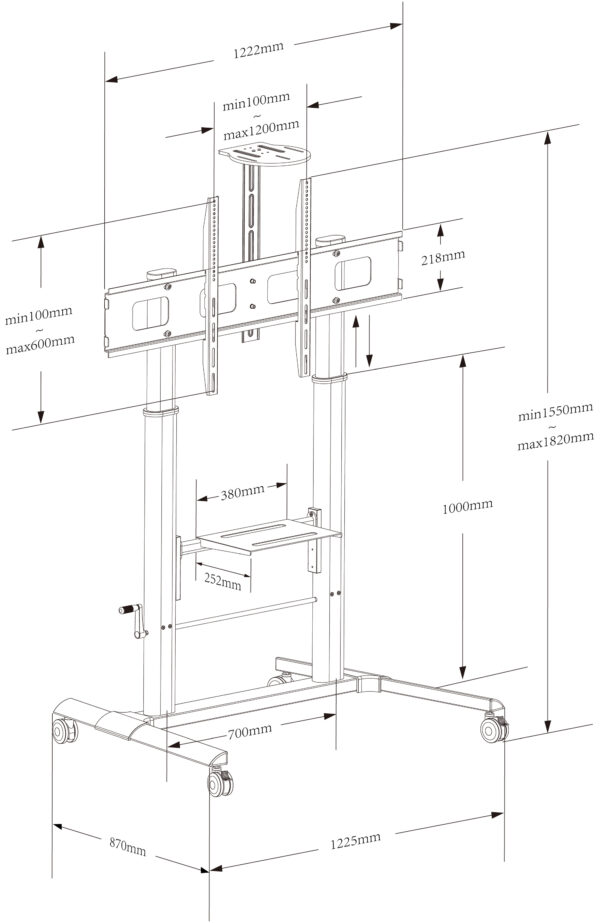 Supporto a Pavimento per TV con Altezza Regolabile per TV da 52'' a 110'' - immagine 2