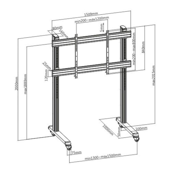 Trolley da Pavimento Mobile per TV LCD/LED/Plasma 70-120'' - immagine 3
