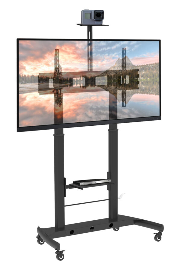 Supporto da Pavimento TV LCD/LED 52-110'' Altezza Regolabile 2 Mensole - immagine 2