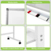 Lavagna Magnetica Bifacciale 90x120 cm con Ruote e Mensola per Pennarelli con Ganci Portablocco - immagine 5