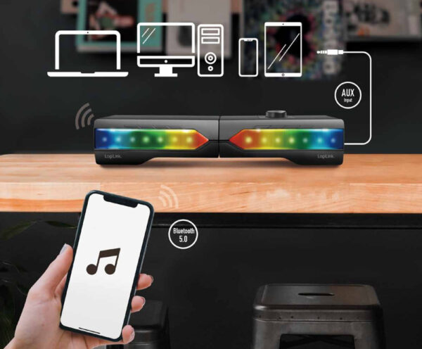 2 in 1 Gaming Sound System Soundbar e Speakers Bluetooth v5.0 Illuminazione RGB - immagine 3