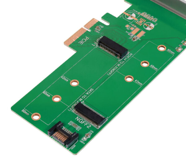 Doppio Adattatore PCIe M.2 per SSD SATA e PCIe SATA - immagine 2