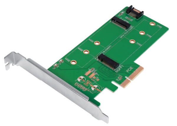 Doppio Adattatore PCIe M.2 per SSD SATA e PCIe SATA