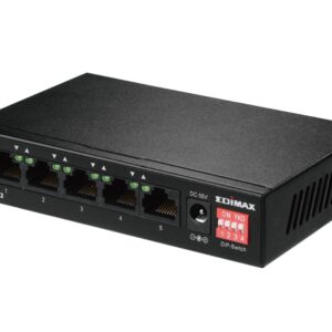Switch 5 Porte Fast Ethernet a Lungo Raggio con 4 porte PoE+ e Switch DIP, ES-5104PH V2