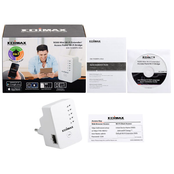 Mini Ripetitore Wireless da Muro 2,4GHz N300 Wi-Fi Access Point Bridge, EW-7438RPn Mini - immagine 7