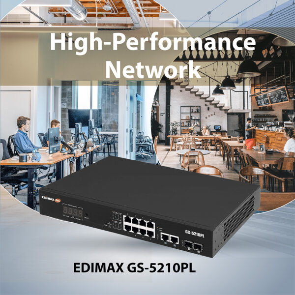 Smart Switch Web a Lungo Raggio 12 porte Gigabit PoE+ VLAN con 2 porte Gigabit RJ45 e 2 porte SFP, GS-5210PL - immagine 7