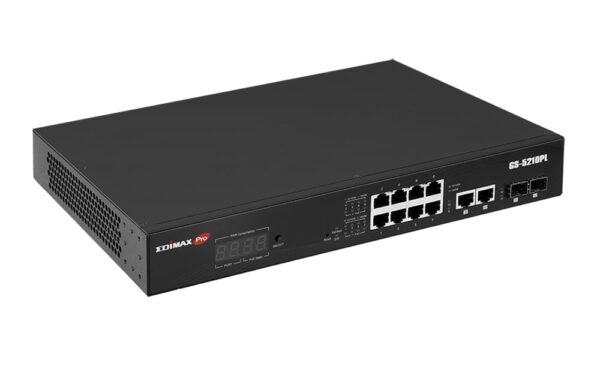Smart Switch Web a Lungo Raggio 12 porte Gigabit PoE+ VLAN con 2 porte Gigabit RJ45 e 2 porte SFP, GS-5210PL - immagine 3