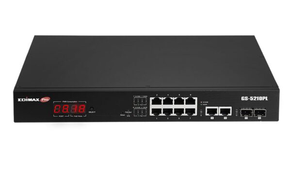 Smart Switch Web a Lungo Raggio 12 porte Gigabit PoE+ VLAN con 2 porte Gigabit RJ45 e 2 porte SFP, GS-5210PL - immagine 2