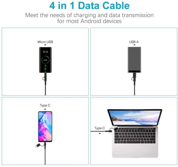 Cavo di Sincronizzazione e Ricarica USB-C™ USB-A e Micro USB 1.2m Nero - immagine 3