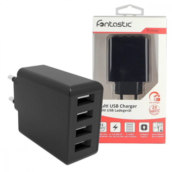 Caricatore da Muro a 4 porte con USB tipo A 24W - immagine 2
