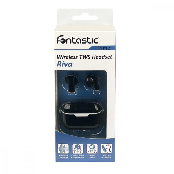 Auricolari Wireless BT V5.1 RIVA con Custodia di Ricarica Nero - immagine 2