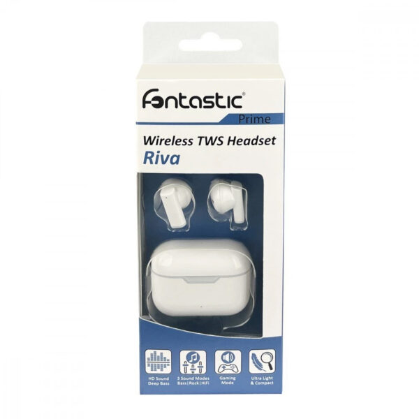 Auricolari Wireless BT V5.1 RIVA con Custodia di Ricarica Bianco - immagine 2